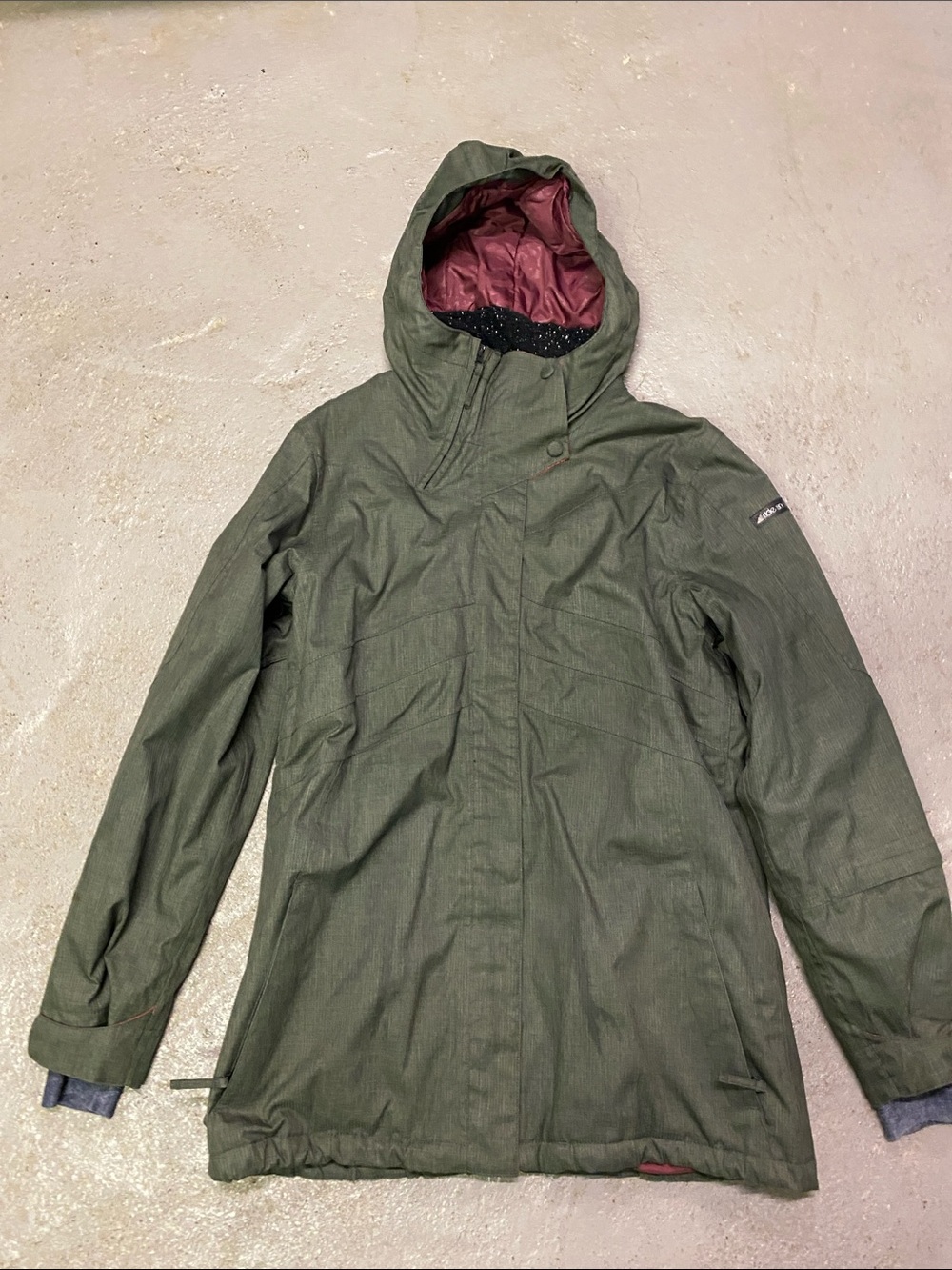 Insulated Olive Green Hooded Ski Jacket